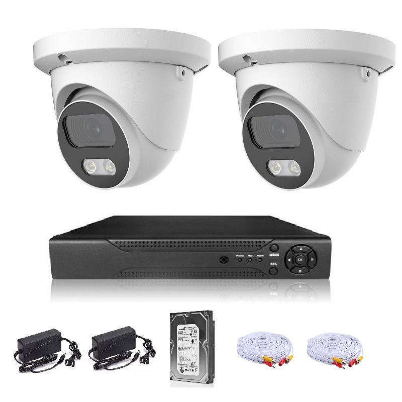 KIT CCTV de 2 cámaras ULTRAHD-5MP completo con cables mixtos y disco duro