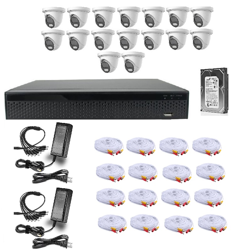 KIT CCTV de 16 cámaras 4K-8MP completo con cables mixtos y disco duro